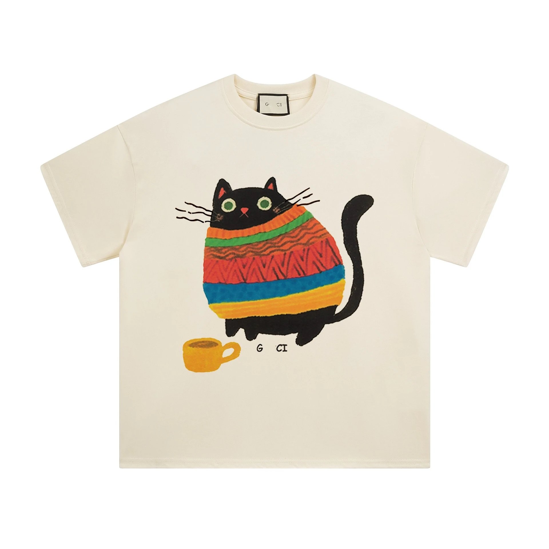 Cartoon Animal Cotton T-Shirt Casual style Ecru - Gucci - Cnfans - $23.55