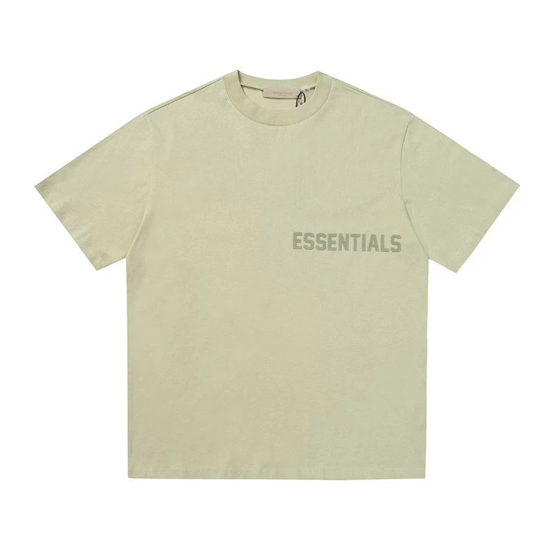 Streetwear Cotton Crewneck T-Shirt Olive Green - Gallery Image 3 - Detailed View