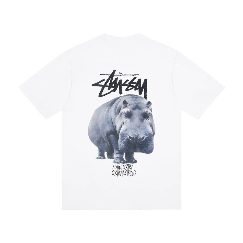 Men's Graphic Tee Cotton Casual T-Shirt Optical White - Stussy - Cnfans - $19.35