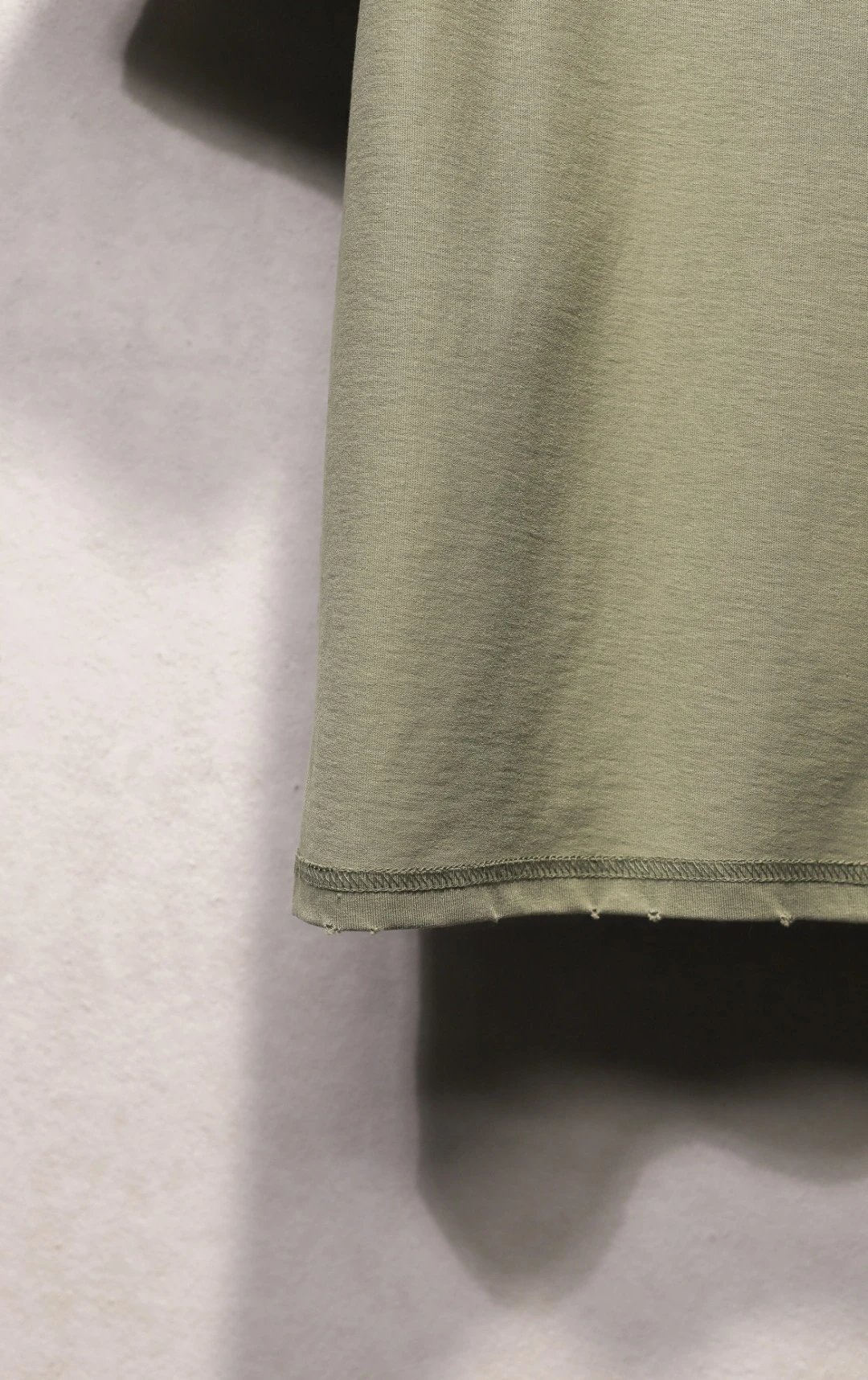 Unisex Oversized Embroidered Raw Hem T-Shirt Sage Green - Gallery Image 7 - Detailed View