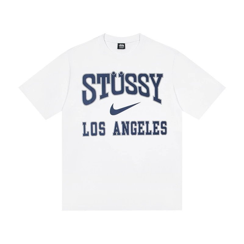 Casual Cotton Graphic Tee Unisex Short Sleeve-White - Stussy - Cnfans - $19.35