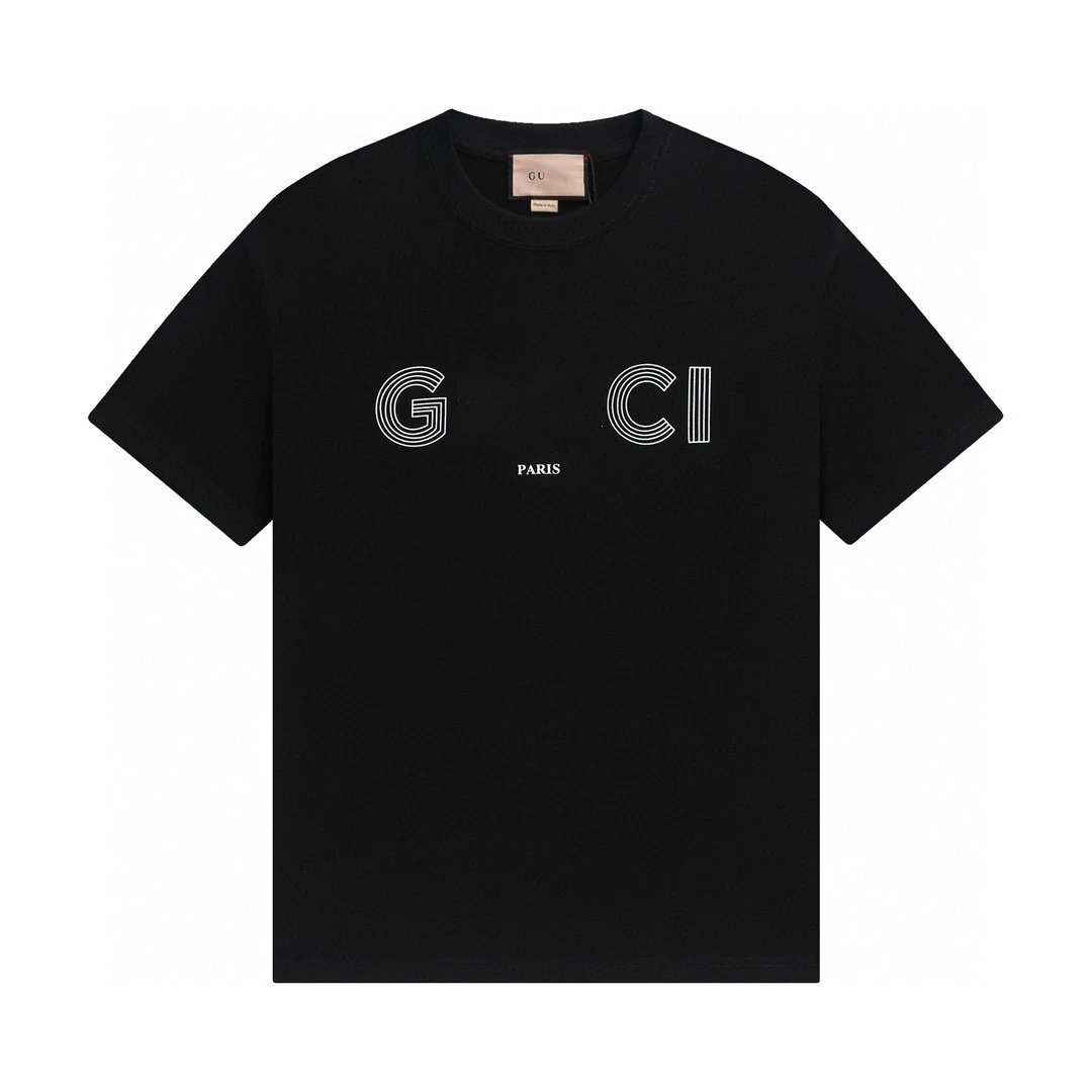 Trendy Cotton Tee Unisex Short Sleeve Jet Black - Gucci - Cnfans - $21.94