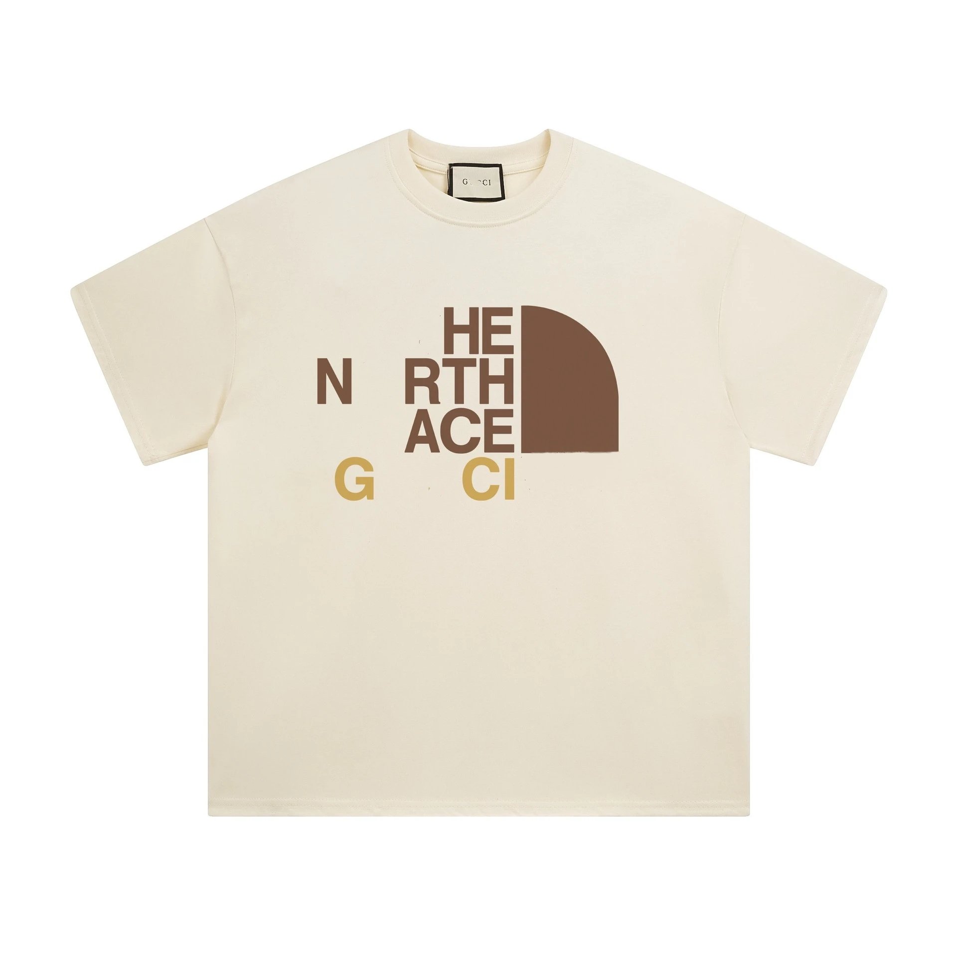 Graphic Print Cotton Tee Unisex Casual Ecru - Gucci - Cnfans - $22.58