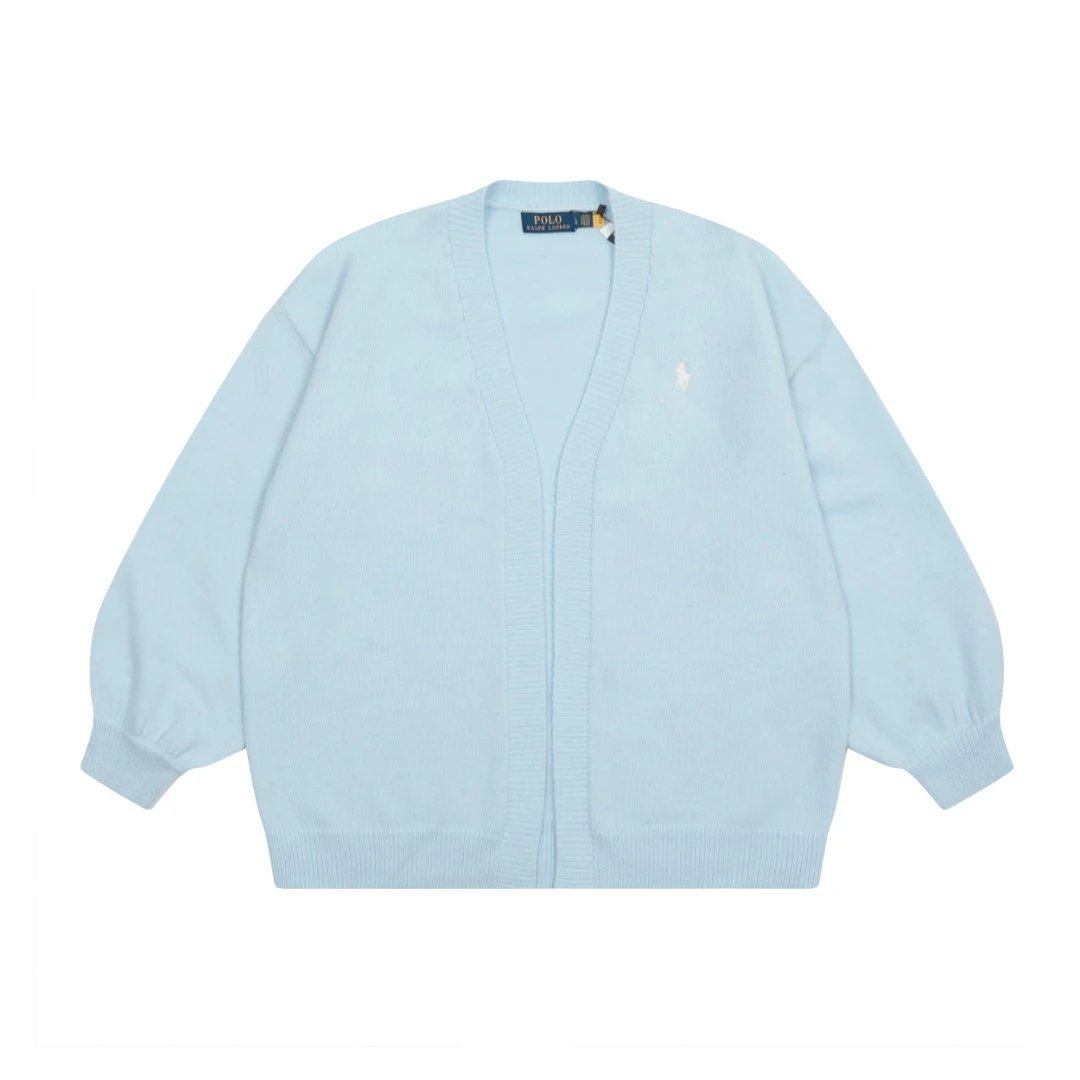 Retro Knit Cardigan V-Neck Sweater, Azure - Ralph Lauren - Cnfans - $37.74