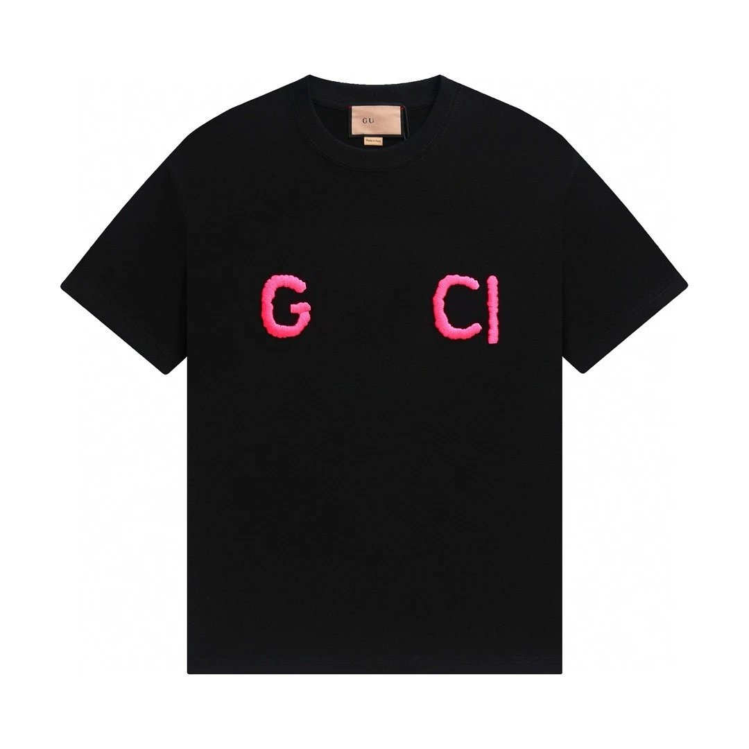 Casual Cotton Unisex T-Shirt Summer Short Sleeves Onyx - Gucci - Cnfans - $21.94