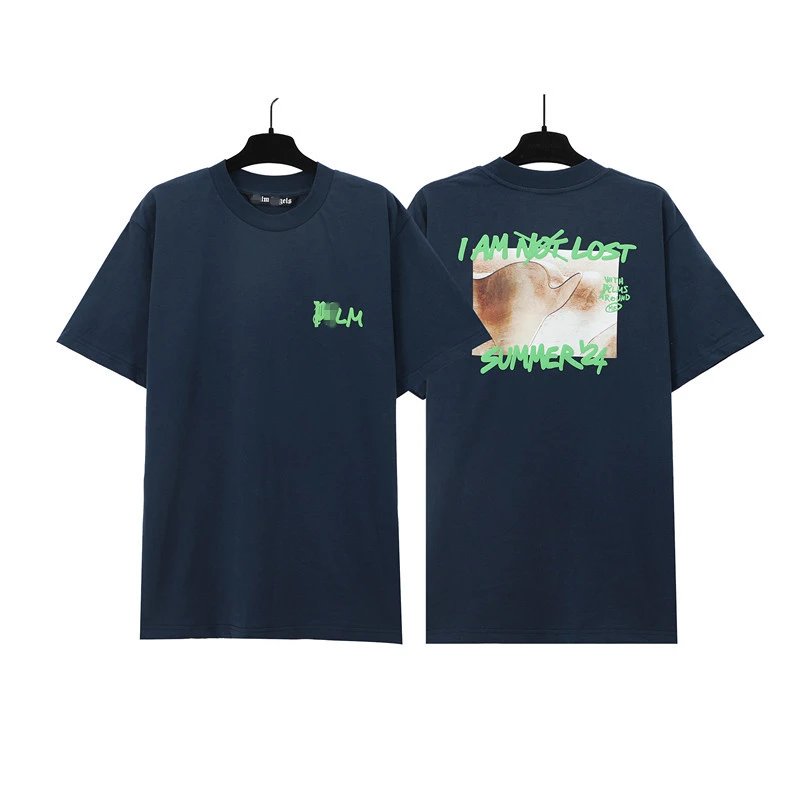 Summer Graphic Cotton Tee Unisex Top Midnight Navy - Palm Angels - Cnfans - $20.65