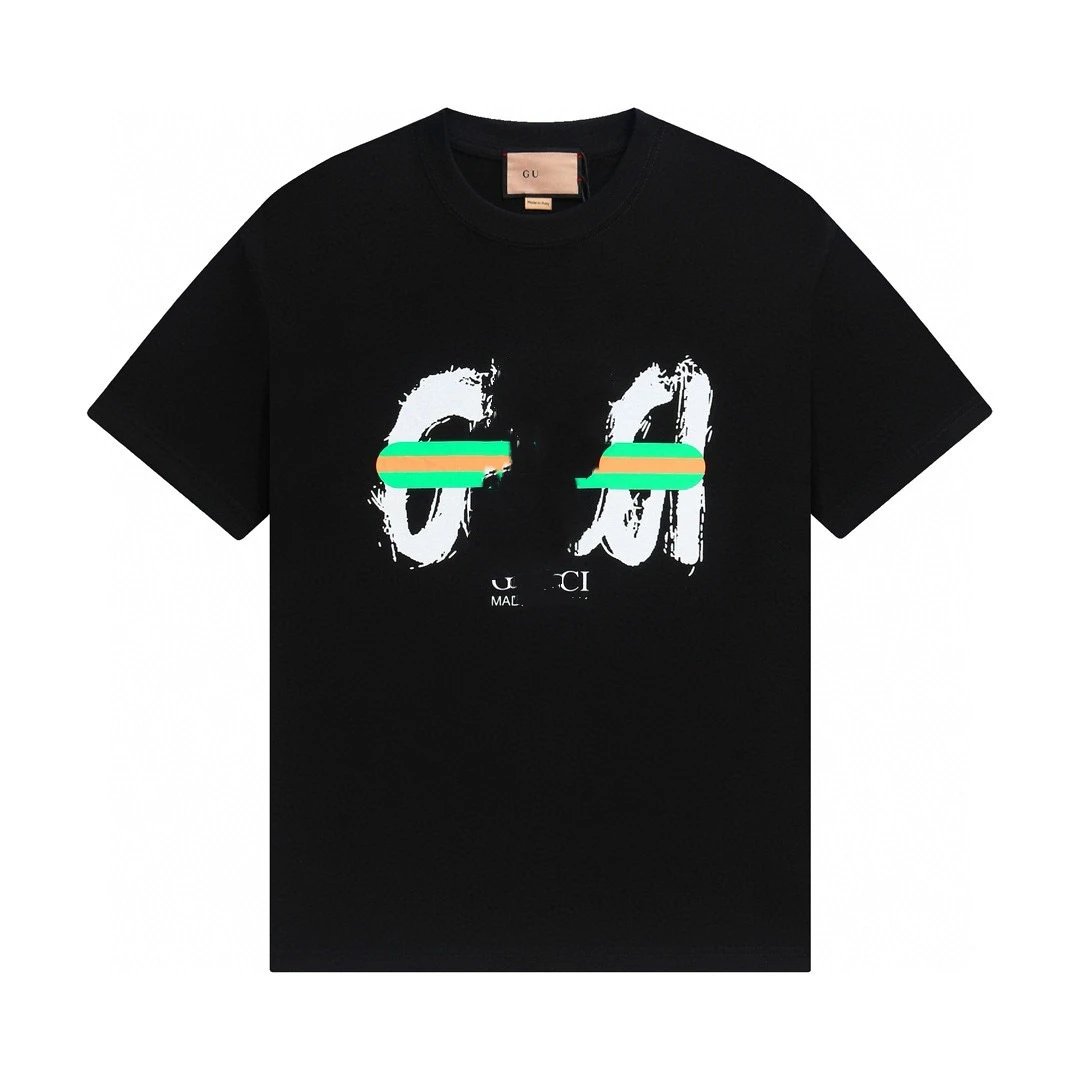 Casual Cotton Graphic Tee Unisex Jet Black - Gucci - Cnfans - $21.94