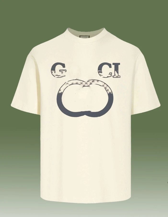 Casual Cotton Graphic Tee Unisex Top Ivory - Gucci - Cnfans - $25.81
