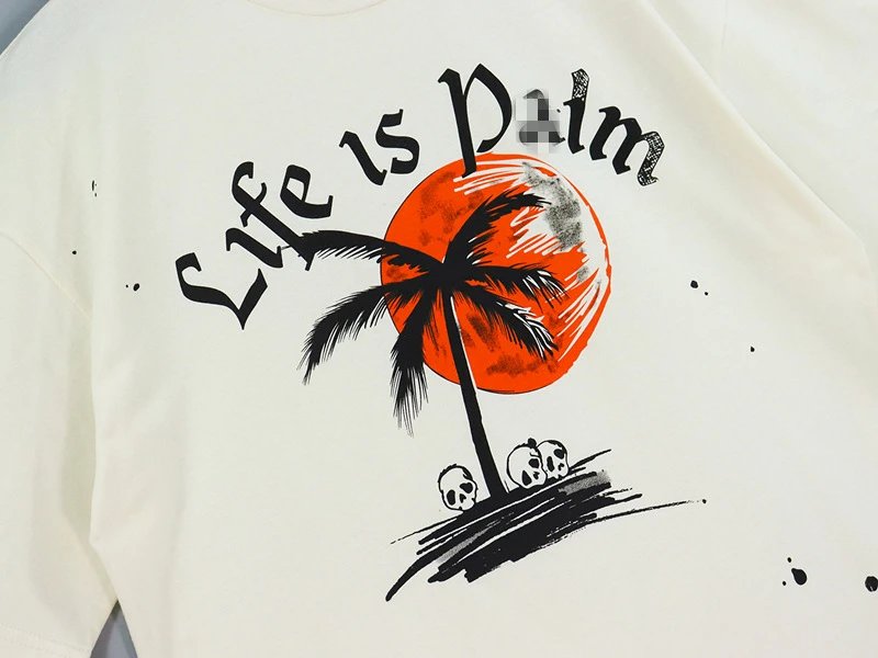 Street Skull Palm Tree Tee Ivory - Gallery Image 7 - Detailed View