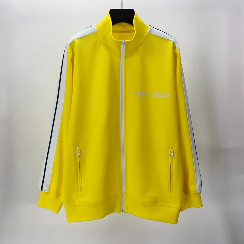 Casual Striped Track Jacket Unisex Outerwear - Marigold - Palm Angels - Cnfans - $35.16