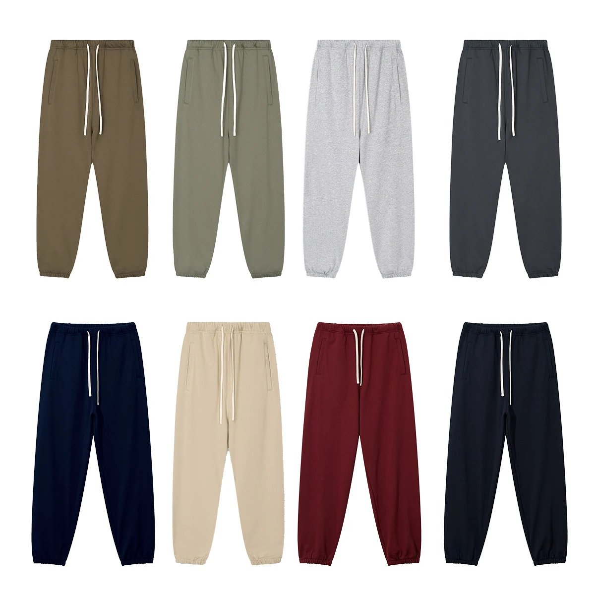 Men's Fleece Joggers, Casual Style Sweatpants, Oatmeal - Gallery Image 1 - Detailed View