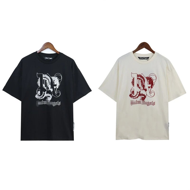 Dragon Year Letter Embroidered Streetwear T-Shirt Ebony Black - Gallery Image 1 - Detailed View