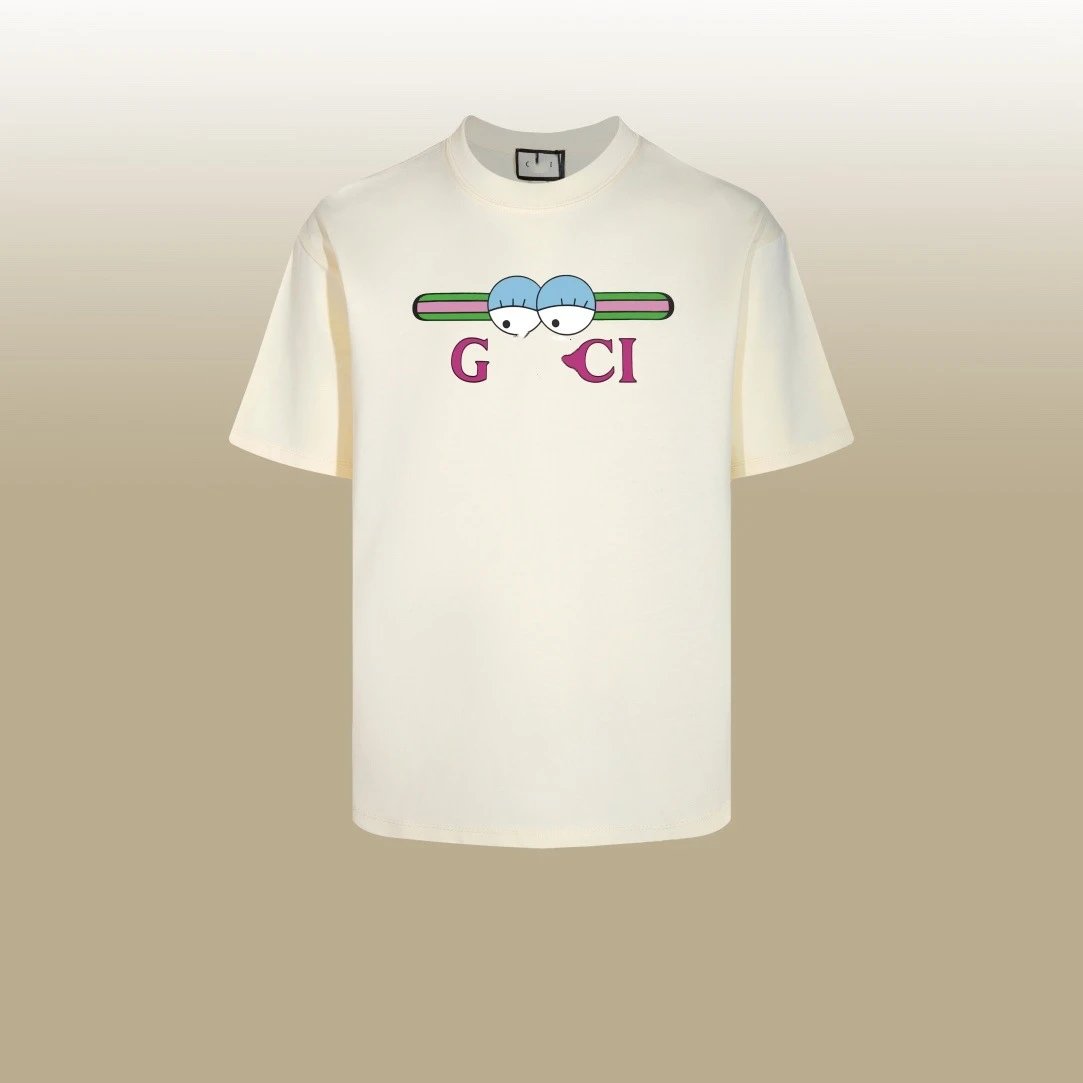 Cotton Graphic Tee Unisex Casual Top Ivory - Gucci - Cnfans - $25.81