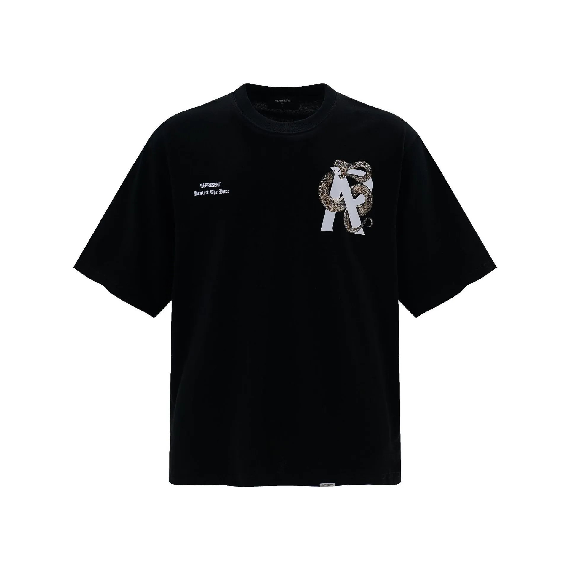 Represent Snake Print T-Shirt Black - Gallery Image 2 - Detailed View