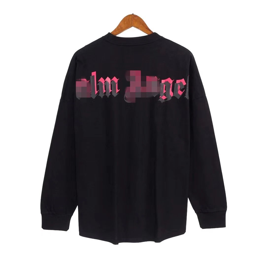 Oversized Long Sleeve Tee Streetwear Onyx - Palm Angels - Cnfans - $26.13