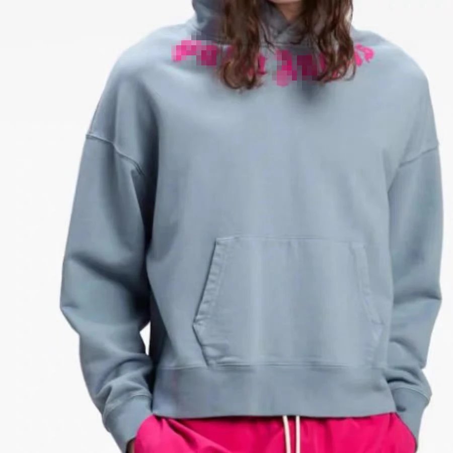 Palm Angels Logo Hoodie Light Blue - Gallery Image 6 - Detailed View