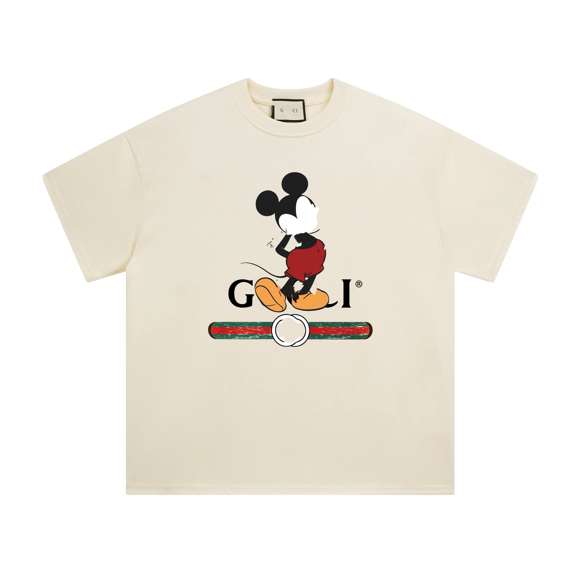 Casual Graphic Cotton T-Shirt Unisex Ecru - Gucci - Cnfans - $22.58