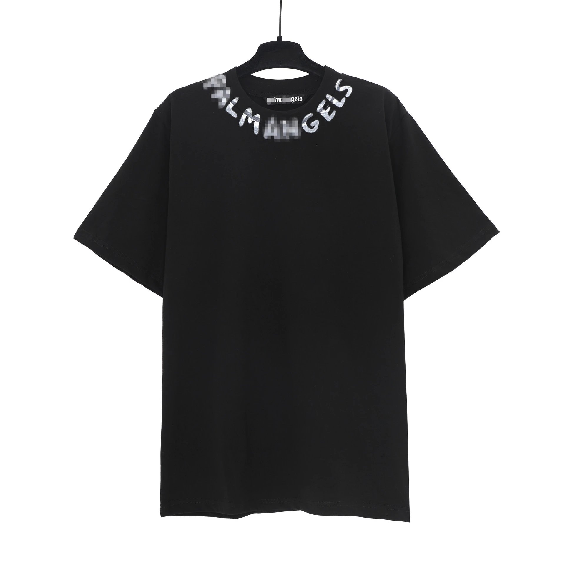 Unisex High Street Letter Print Cotton T-Shirt Jet Black - Palm Angels - Cnfans - $20.65
