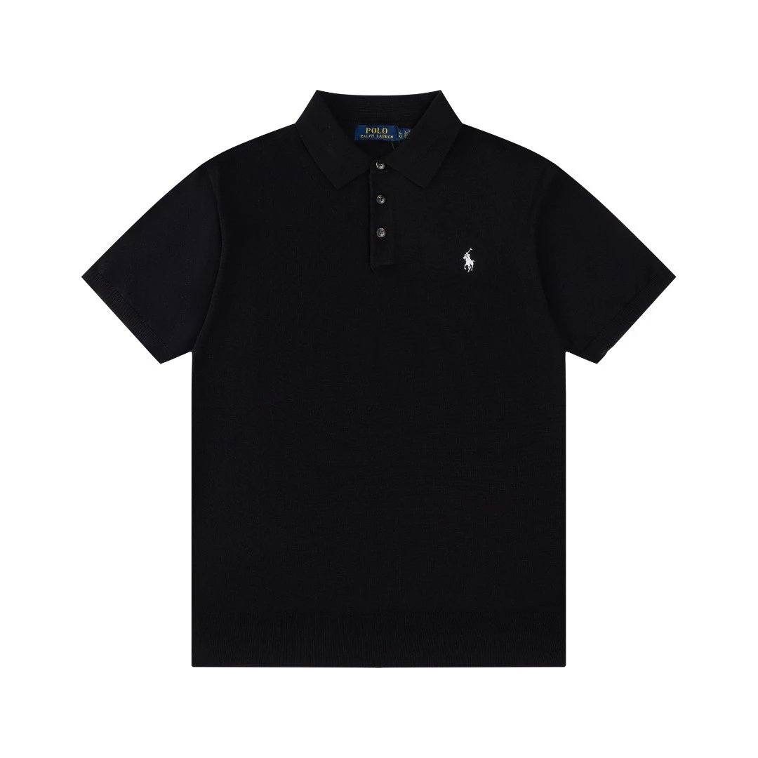 Classic Knit Polo Shirt Unisex Short Sleeve Onyx - Ralph Lauren - Cnfans - $28.06