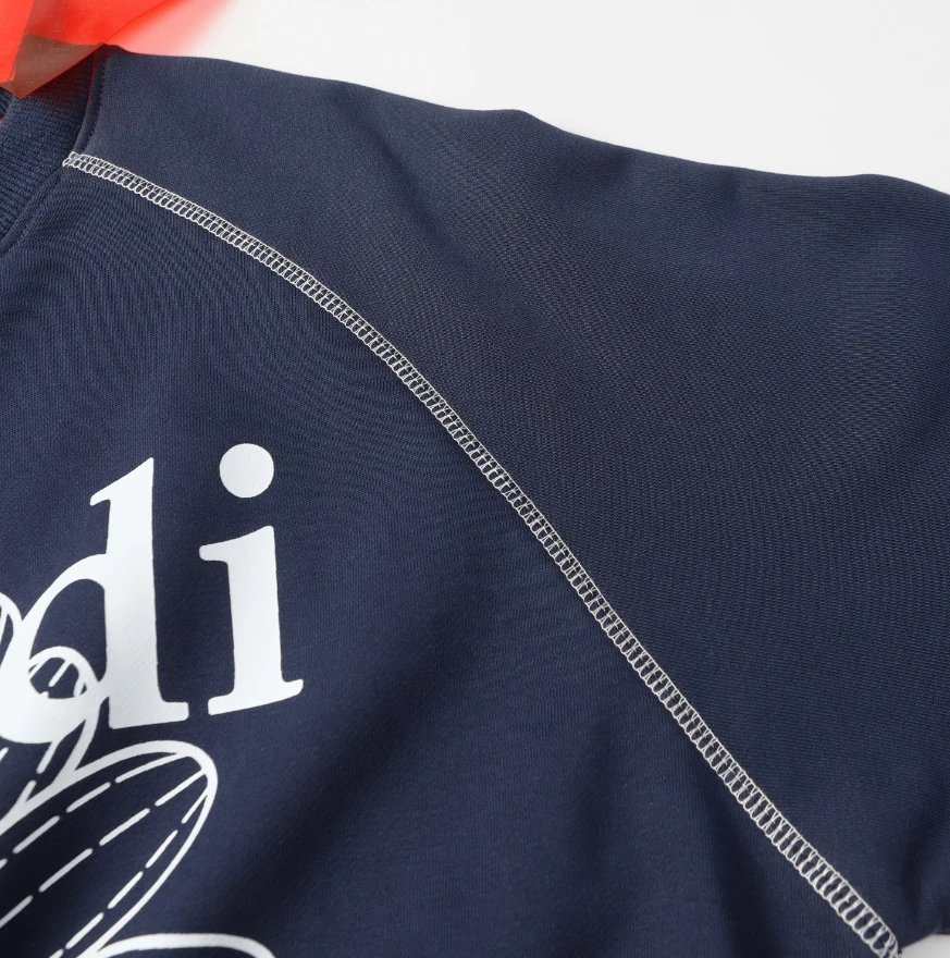 Chic Daisy Print Raglan Crop Sweatshirt, Midnight Blue - Gallery Image 14 - Detailed View