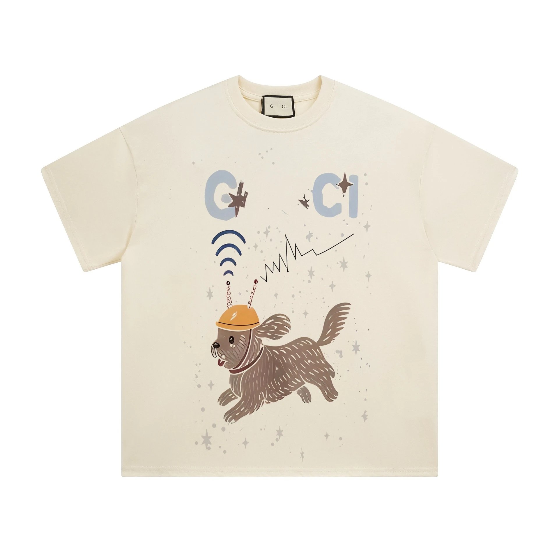 Casual Cotton Graphic Tee Unisex Top Ivory - Gucci - Cnfans - $23.55