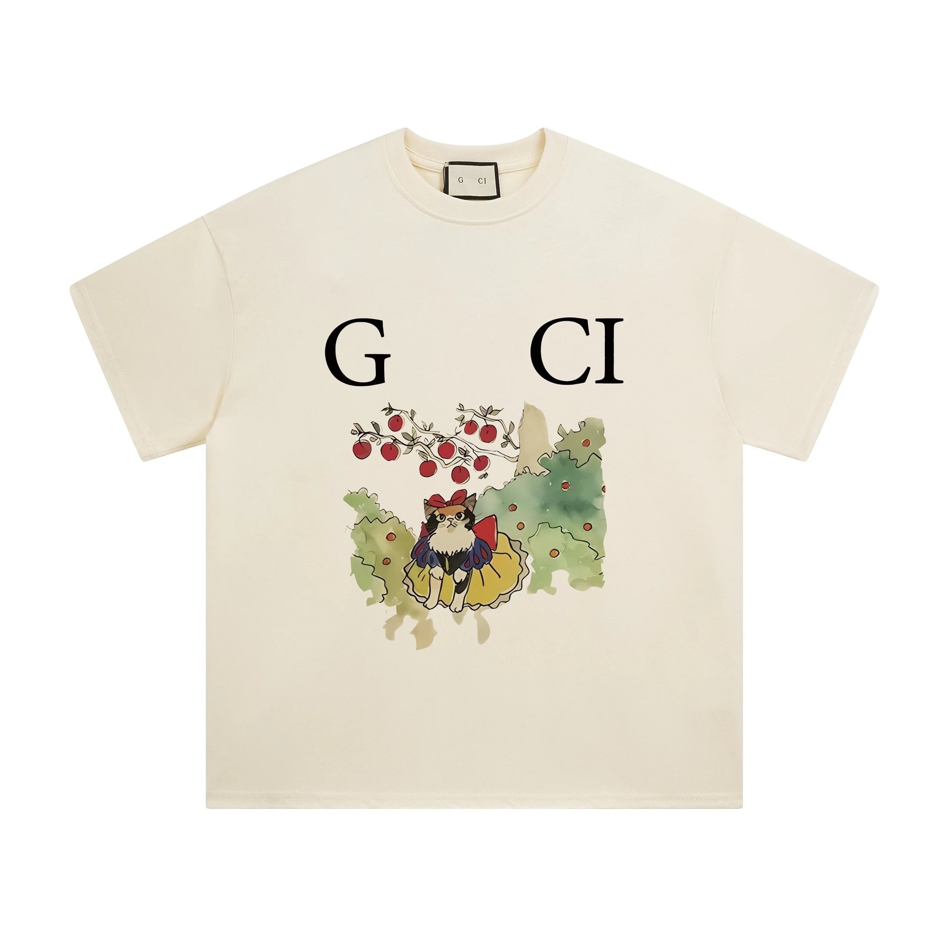 Cartoon Animal Print Cotton Tee, Unisex Ivory - Gucci - Cnfans - $23.55