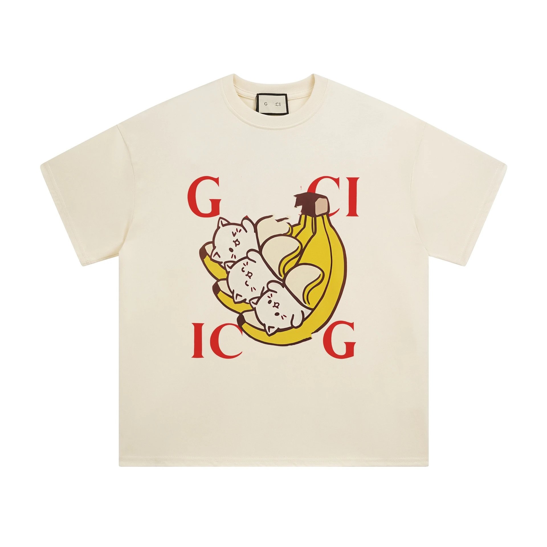 Casual Cotton Graphic Print Tee Unisex Ivory - Gucci - Cnfans - $23.55