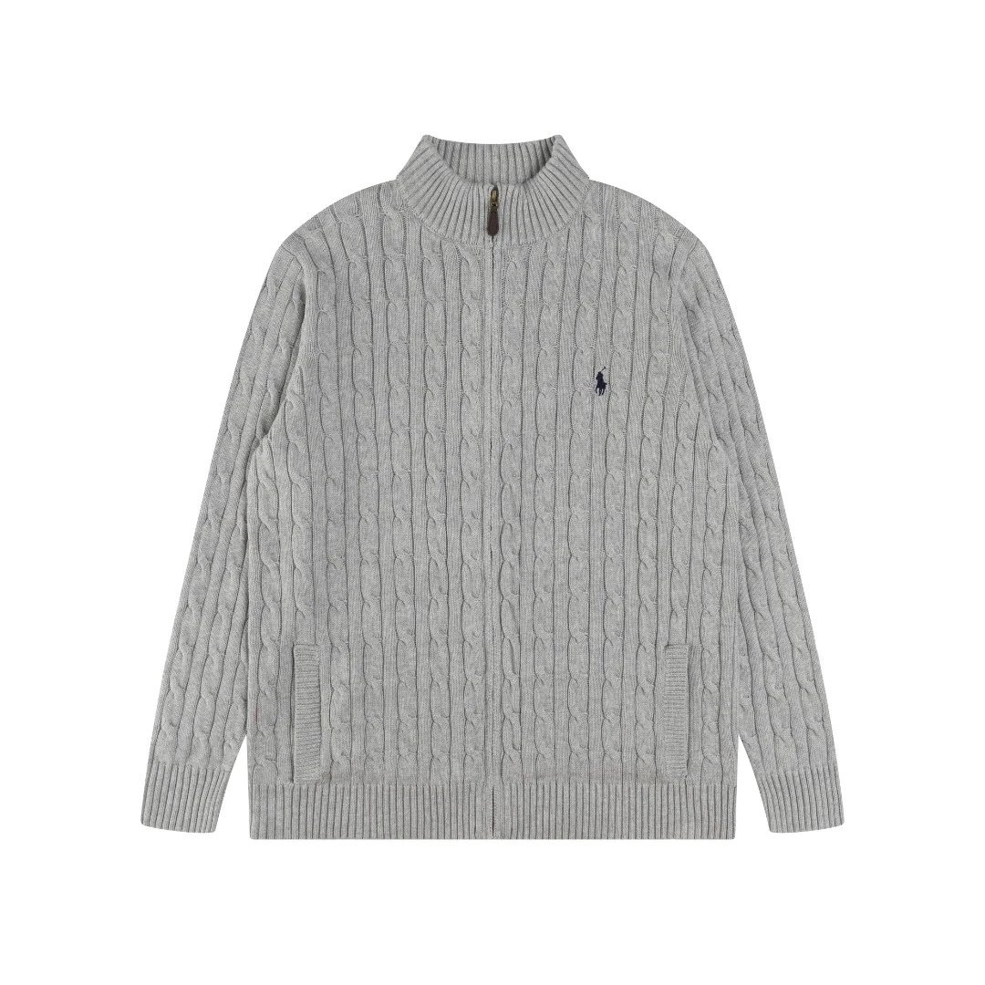 Men's Cable-Knit Wool Blend Cardigan, Heather Gray - Ralph Lauren - Cnfans - $42.79