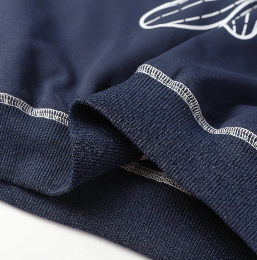 Chic Daisy Print Raglan Crop Sweatshirt, Midnight Blue - Gallery Image 12 - Detailed View