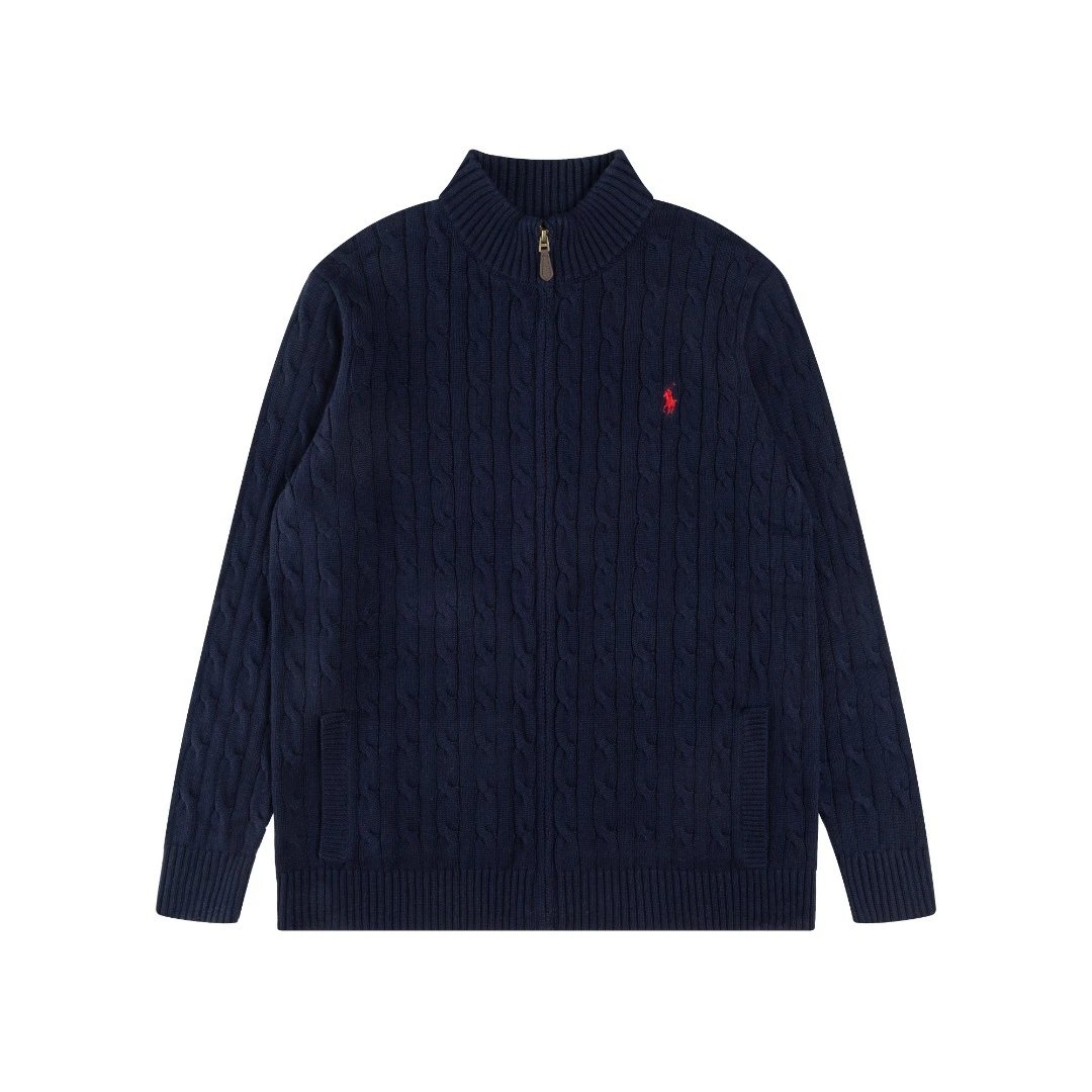 Men's Cable-Knit Wool Blend Full-Zip Cardigan - Navy - Ralph Lauren - Cnfans - $42.79