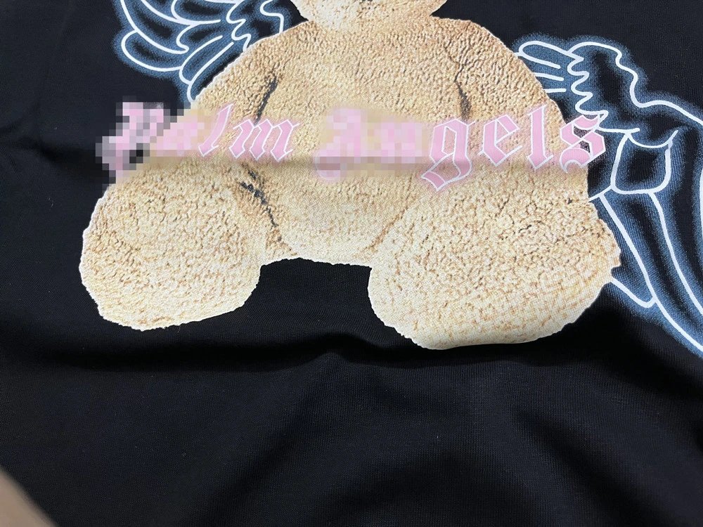 Streetwear Angel Bear Graphic Cotton T-Shirt Black White - Gallery Image 8 - Detailed View