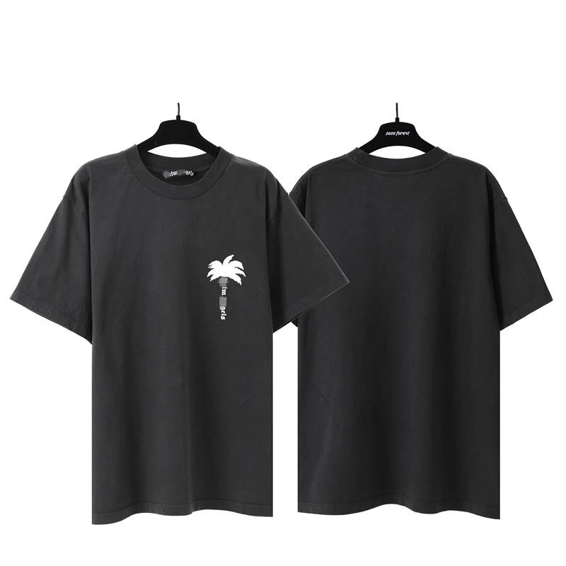 Palm Angels Washed Black T-Shirt - Gallery Image 1 - Detailed View