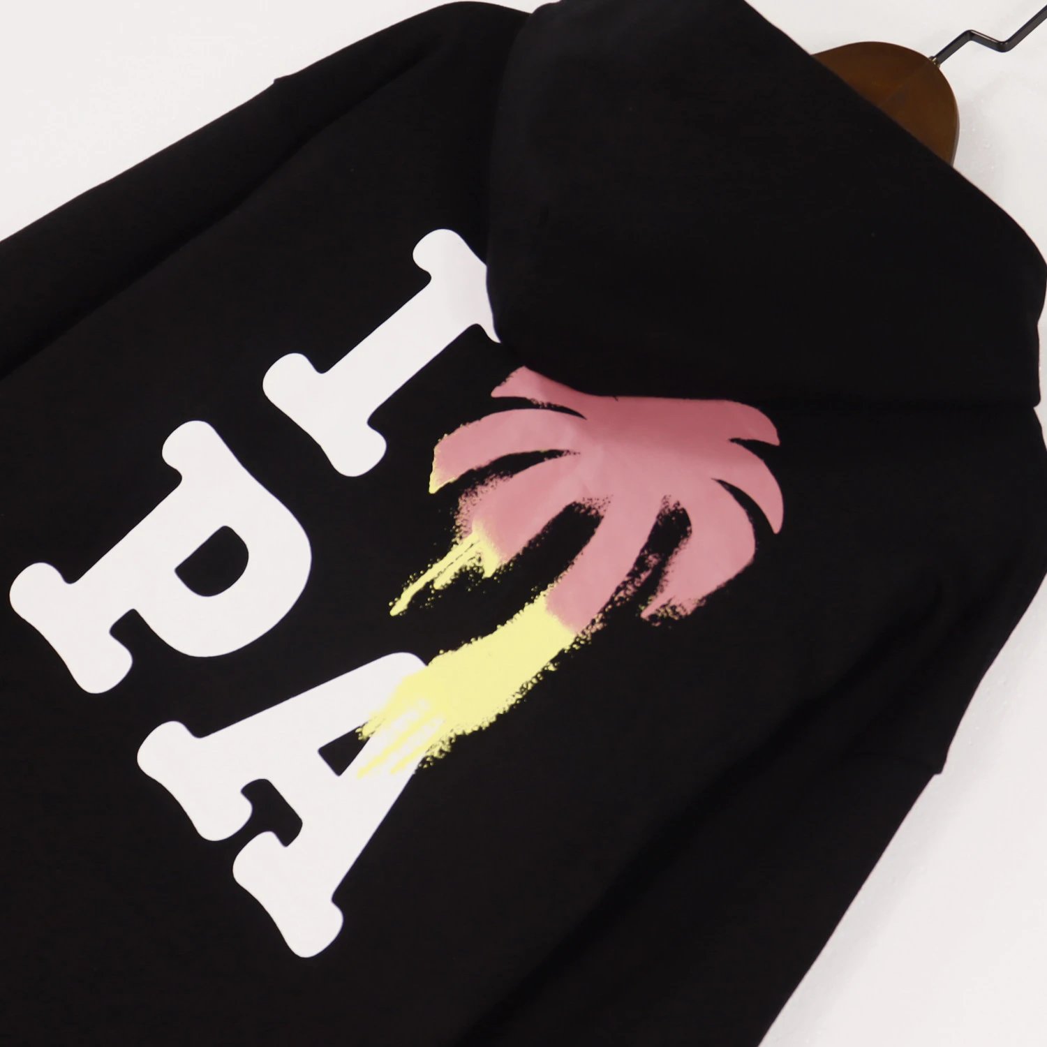 Street Palm Tree Cotton Hoodie Unisex Aquamarine - Gallery Image 10 - Detailed View