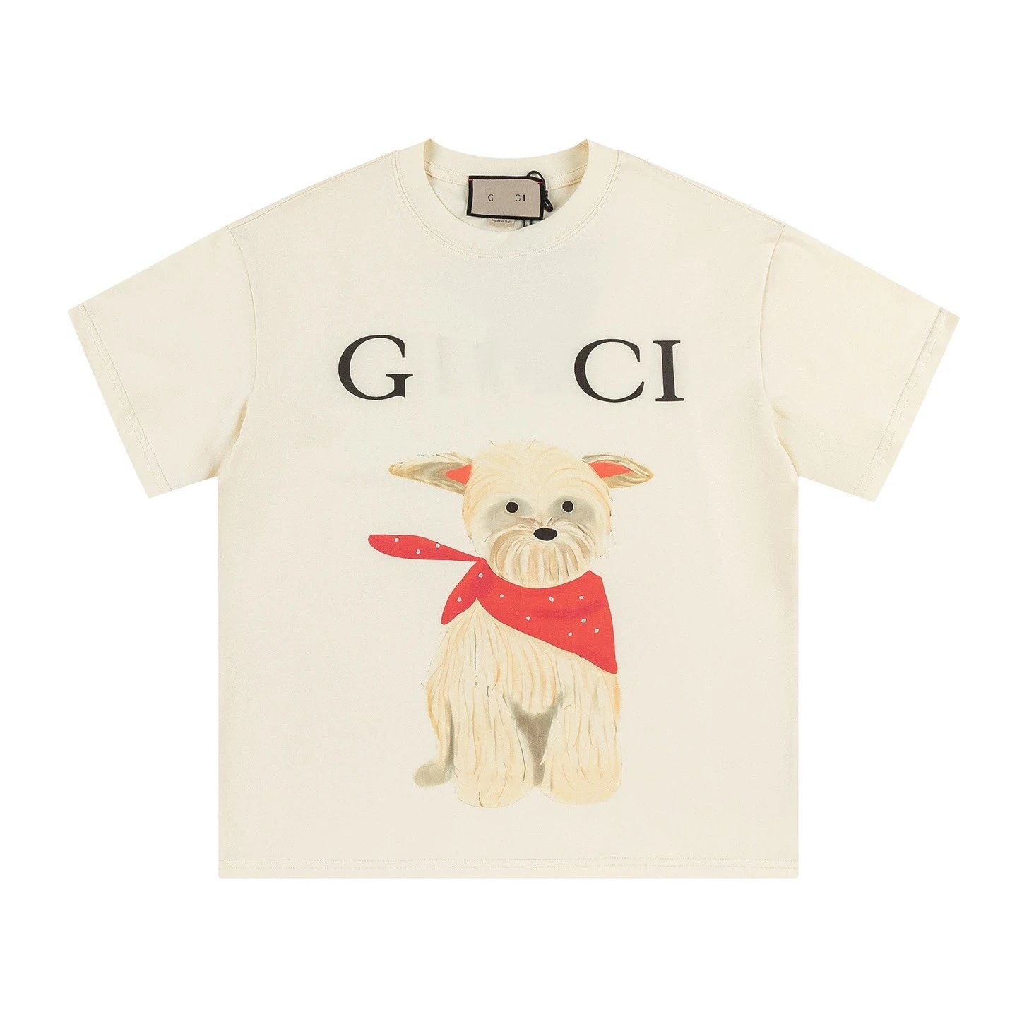 Casual Animal Print Cotton Tee Unisex Ivory - Gucci - Cnfans - $22.58