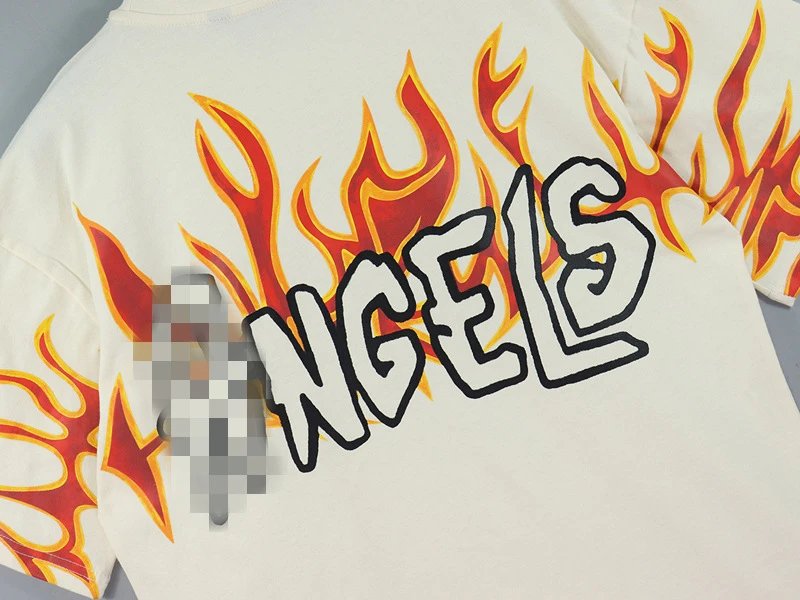 Streetwear Flame Graphic Cotton Tee Ivory - Gallery Image 11 - Detailed View