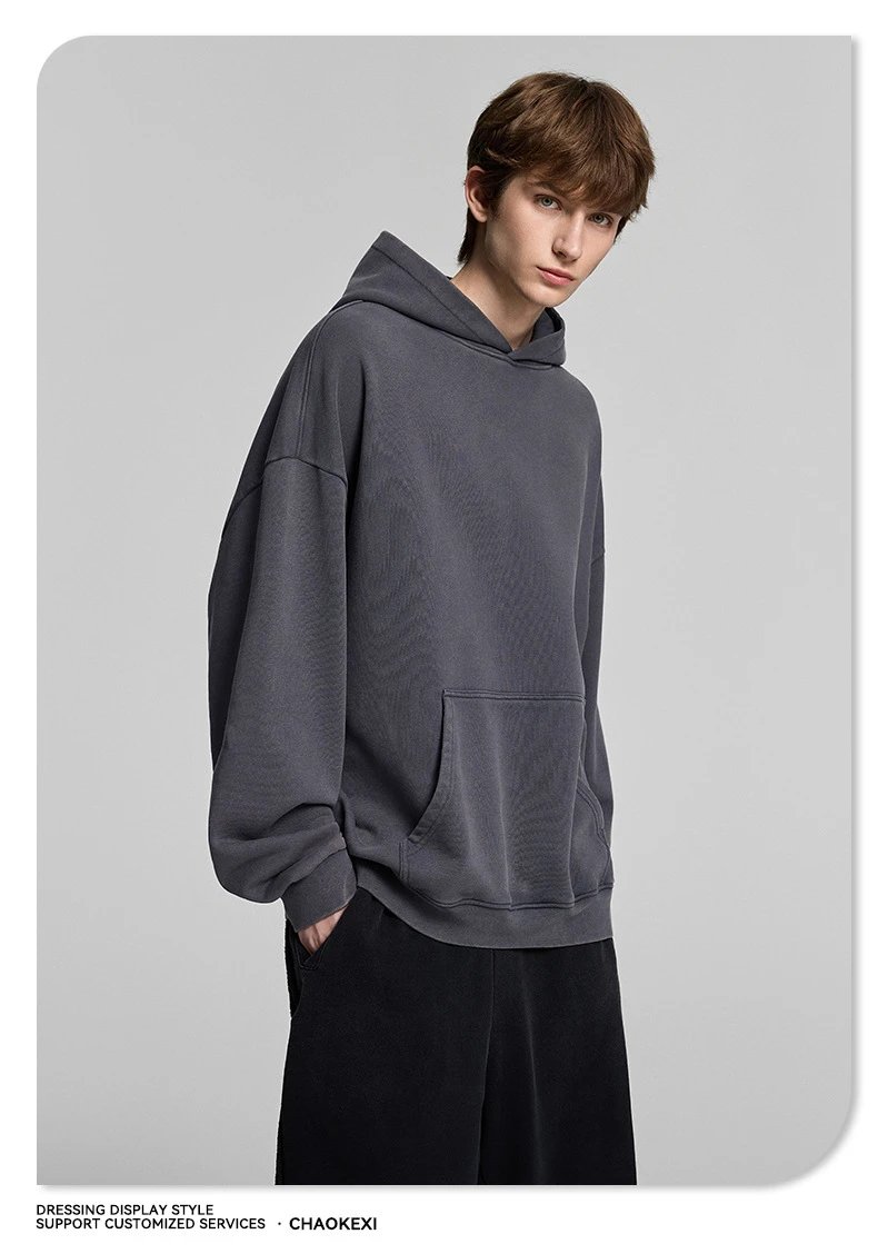 Oversized Washed Hoodie Unisex Fall Rosewood Pink - Gallery Image 12 - Detailed View