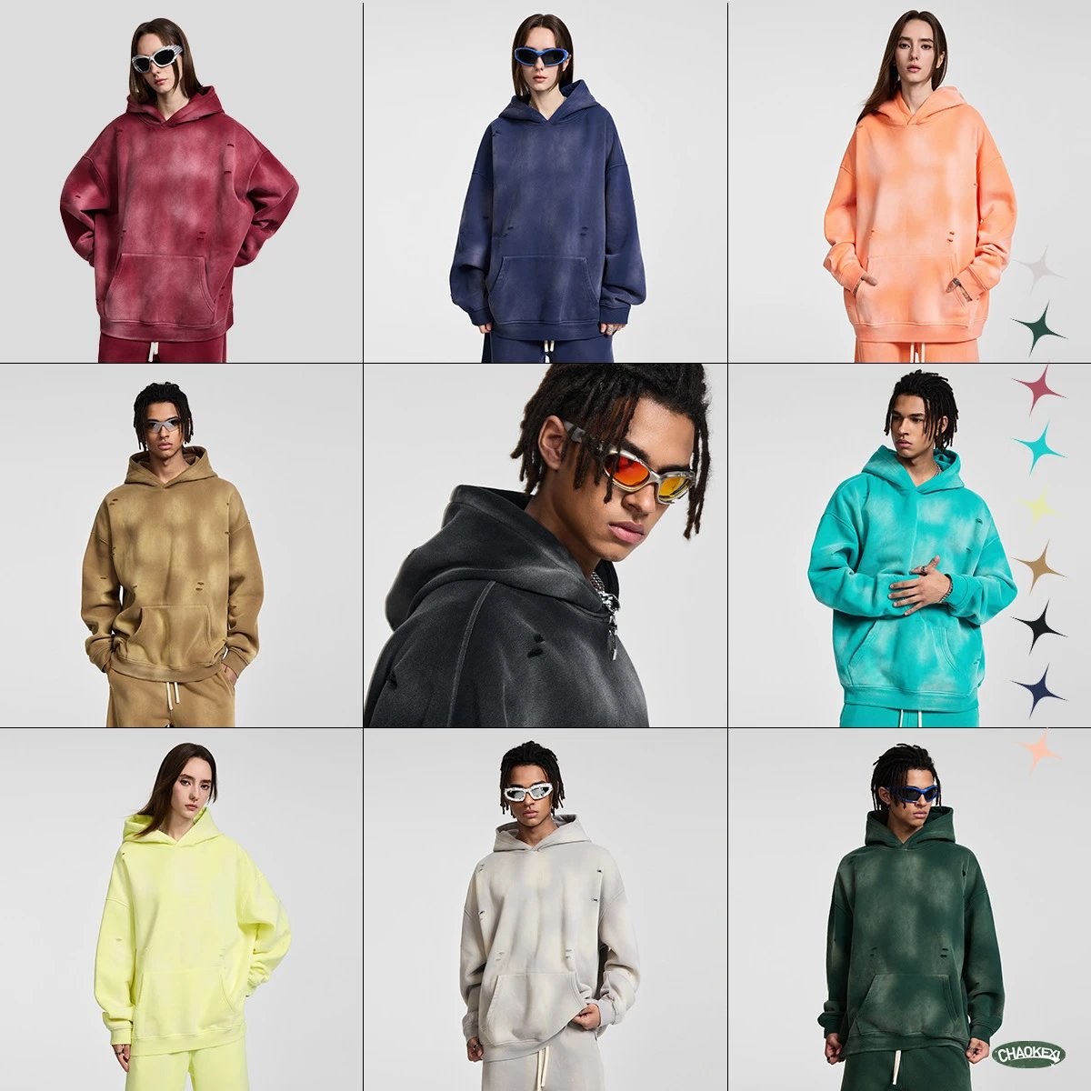 Vintage Fleece Hoodie Sweatpants Set Maroon - Gallery Image 2 - Detailed View