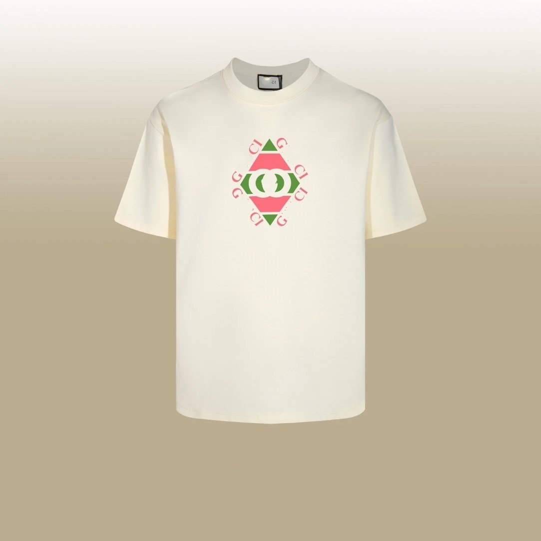 Casual Cotton Graphic Tee Unisex Top Ivory - Gucci - Cnfans - $25.81