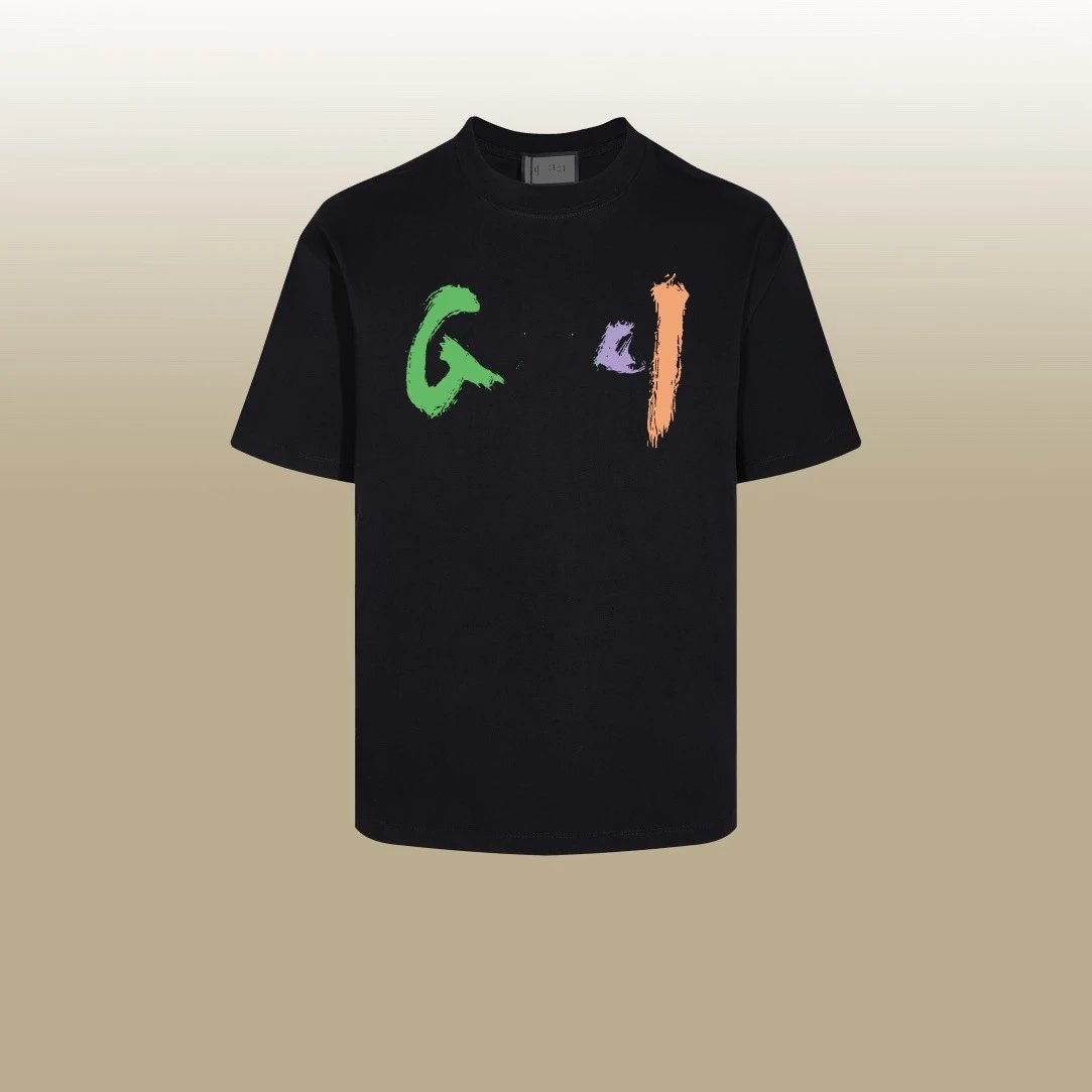 Casual Cotton Graphic Tee Unisex Jet Black - Gucci - Cnfans - $25.81