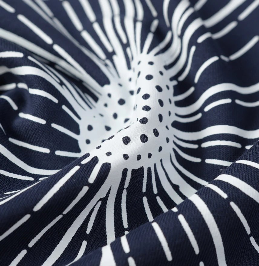 Chic Daisy Print Raglan Crop Sweatshirt, Midnight Blue - Gallery Image 11 - Detailed View