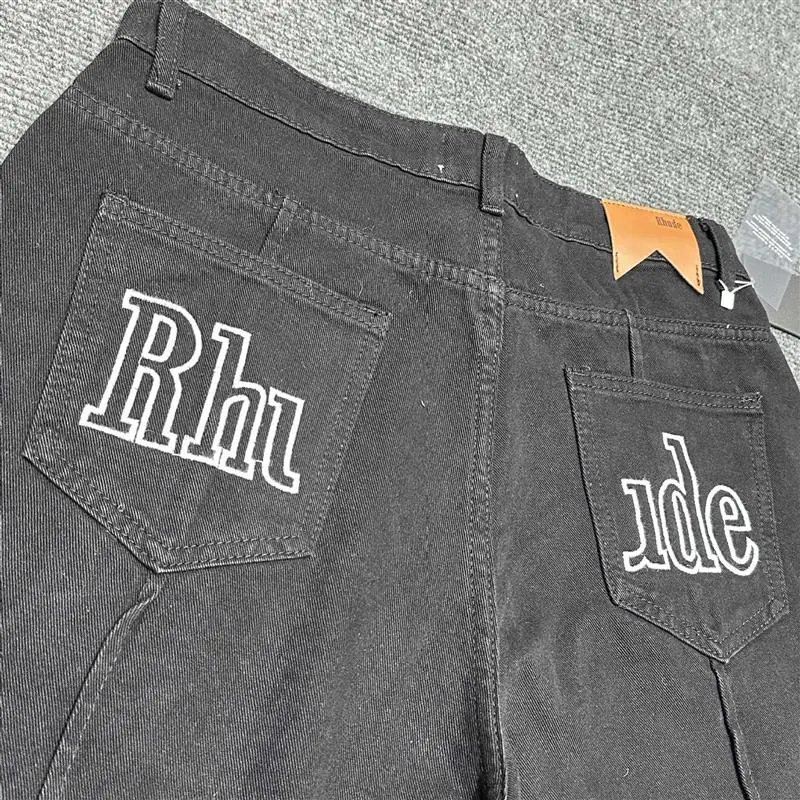 Rhude Logo Denim Shorts Multicolor - Gallery Image 8 - Detailed View