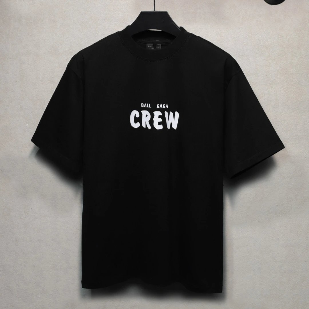 Crew Print Cotton Tee Unisex Casual Rose - Gallery Image 1 - Detailed View