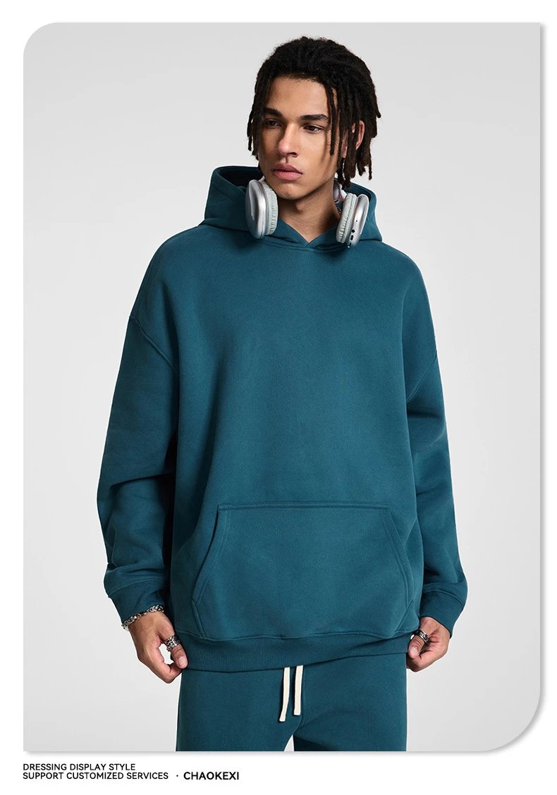 Men's Fleece Pullover Hoodie Casual Top Umber - Gallery Image 10 - Detailed View