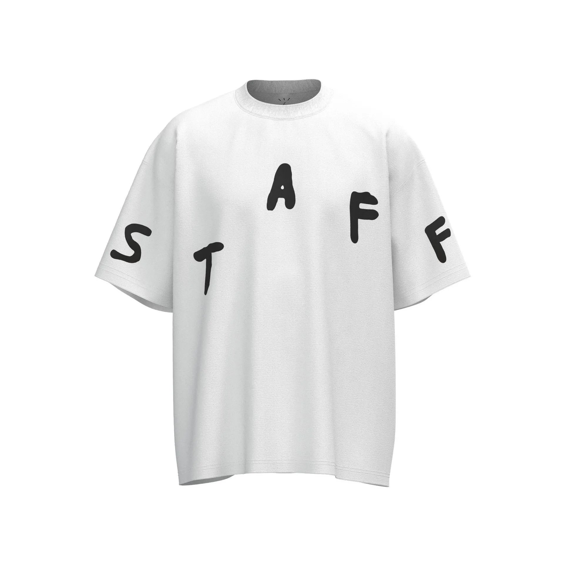 Oversized Cotton Streetwear Staff Graphic Tee Ivory - Related Product - Cnfans