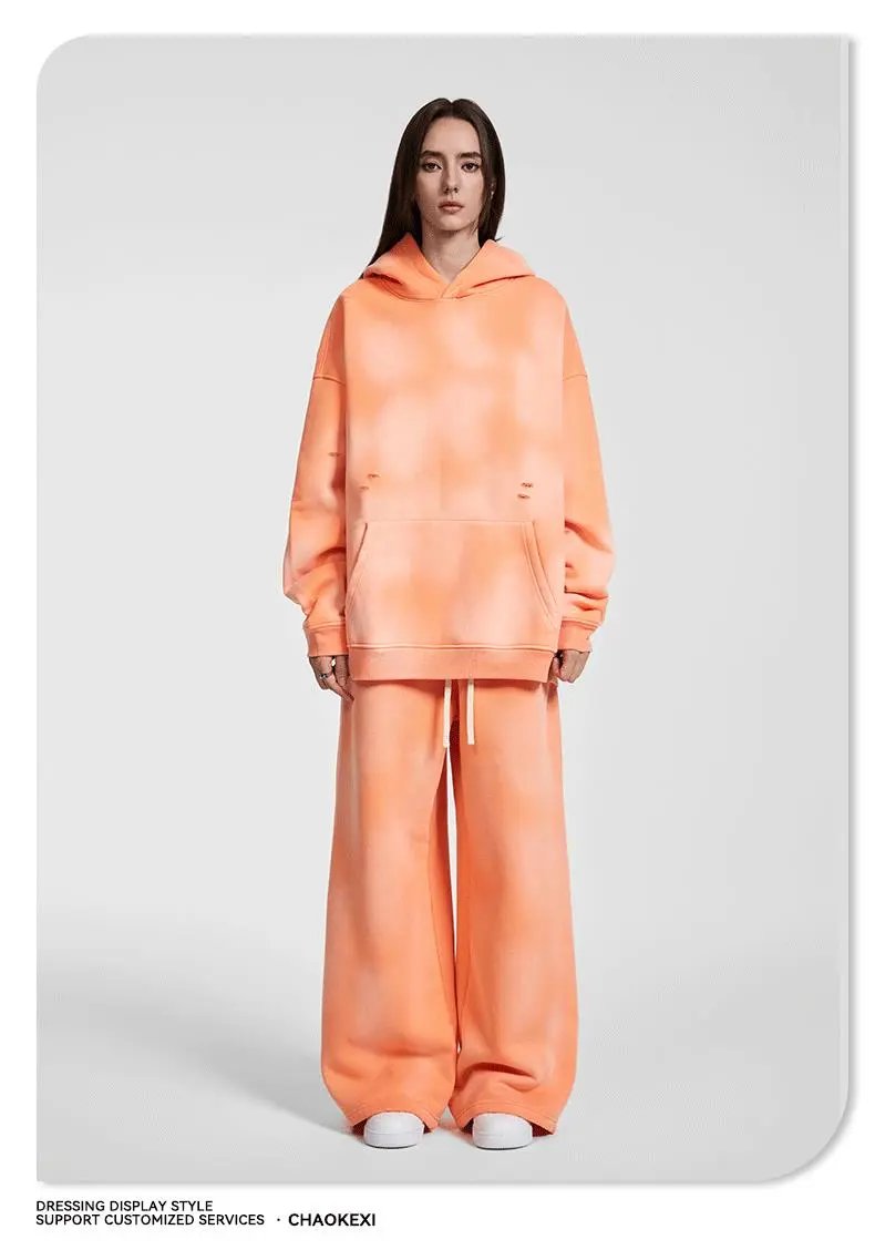 Vintage Fleece Hoodie Sweatpants Set Maroon - Gallery Image 6 - Detailed View