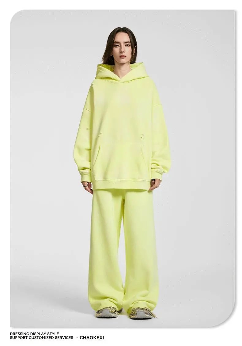 Vintage Fleece Hoodie Sweatpants Set Maroon - Gallery Image 4 - Detailed View