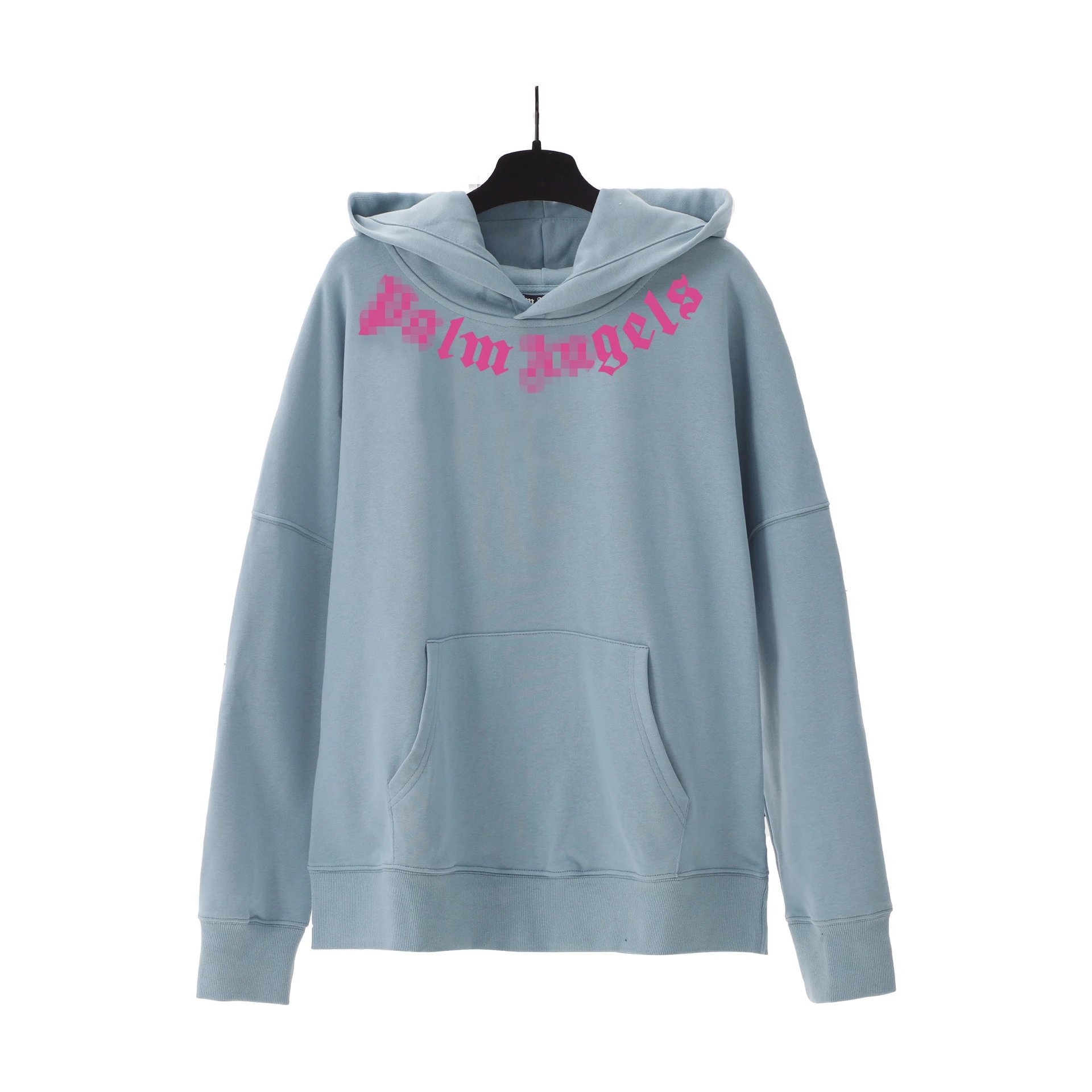 Palm Angels Logo Hoodie Light Blue - Gallery Image 2 - Detailed View