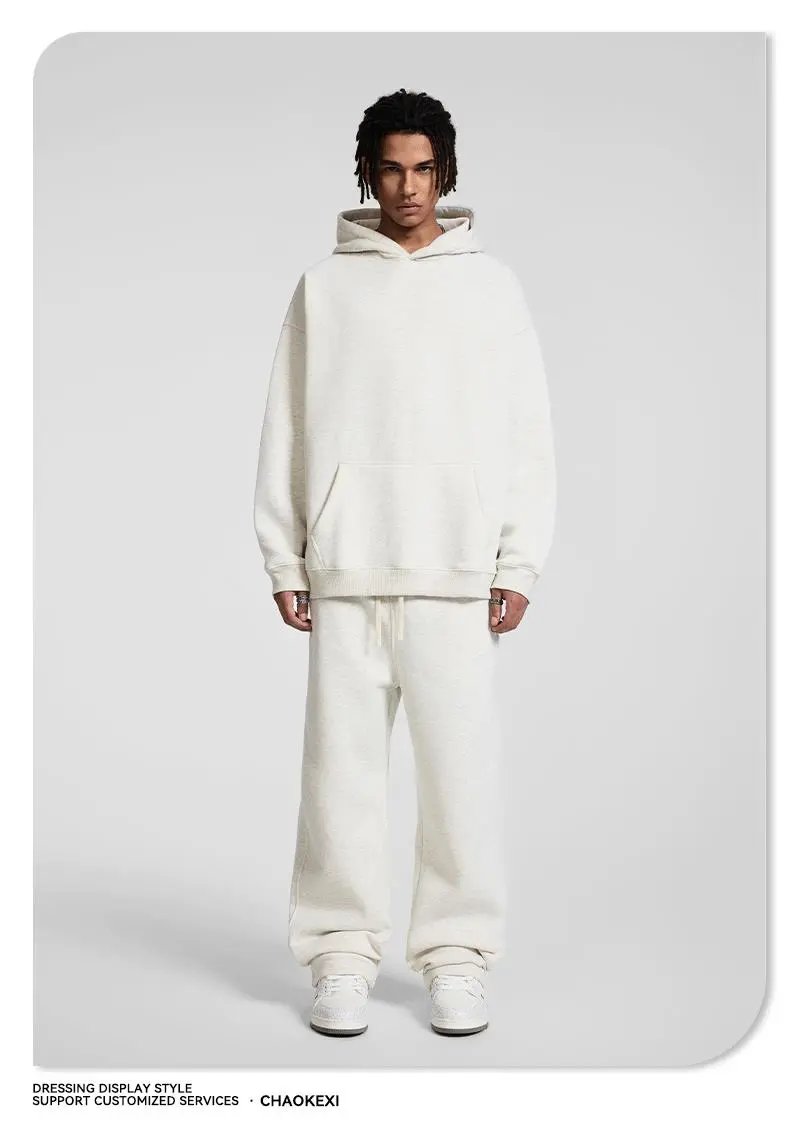 Retro Fleece Hoodie Set Unisex Pullover Forest - Gallery Image 4 - Detailed View