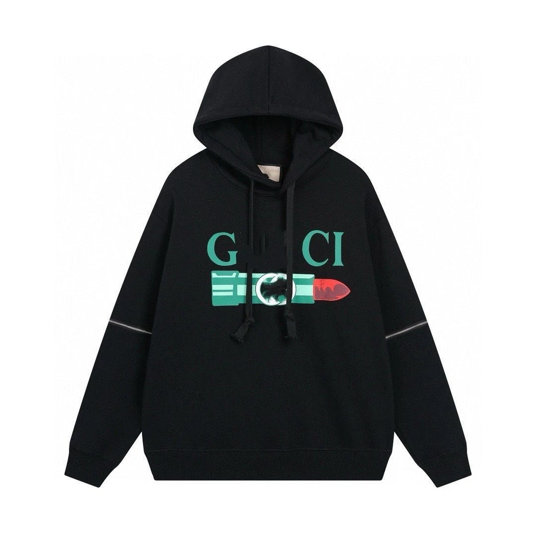 Classic Print Cotton Blend Couple Hoodie - Onyx - Gucci - Cnfans - $39.03