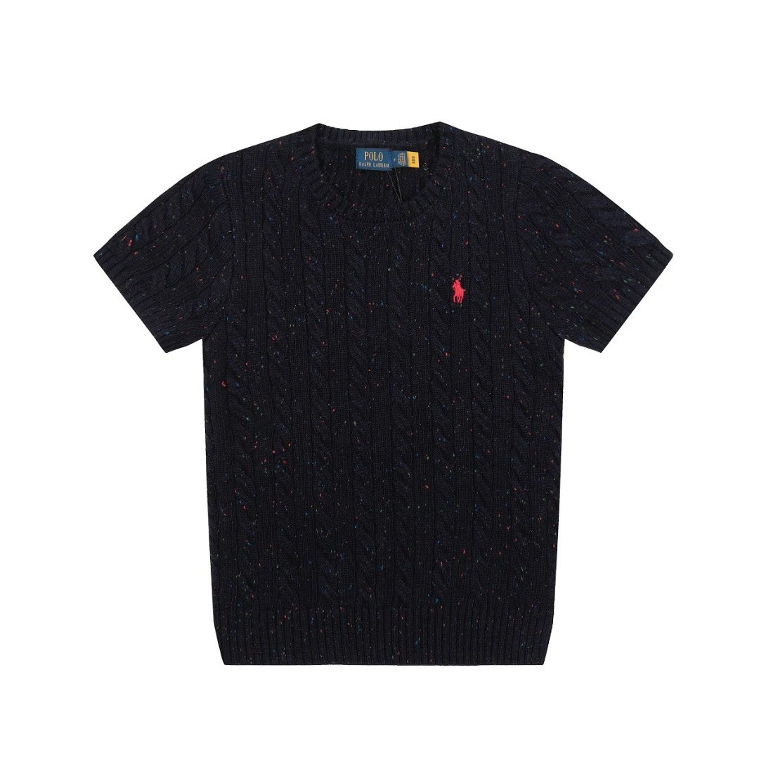 Men's Cable-Knit Wool Blend Tee Shirt - Navy - Related Product - Cnfans